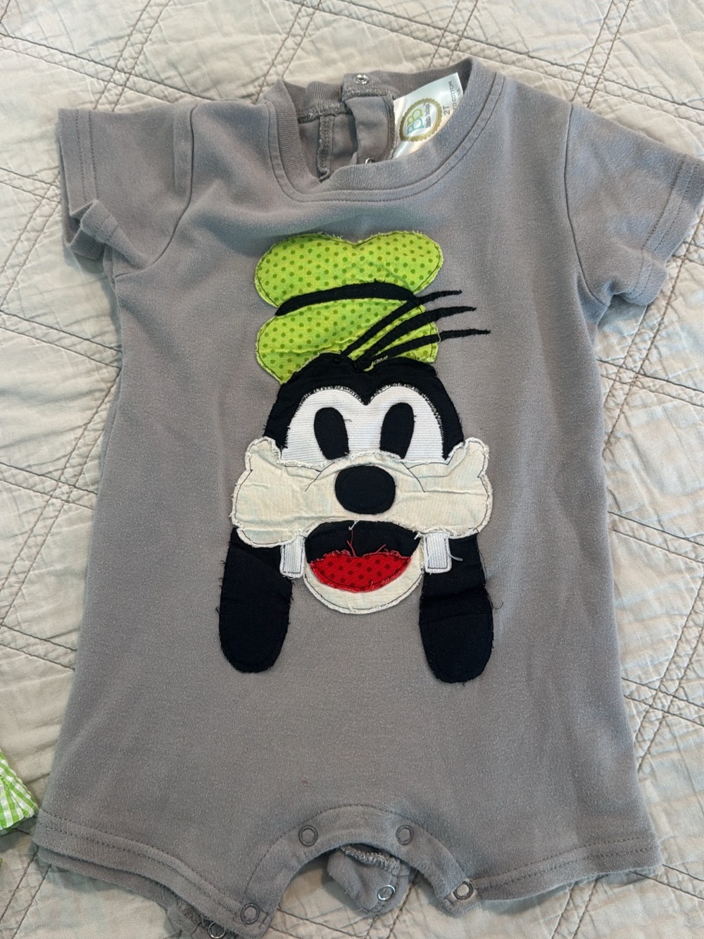 Gray Baby Romper with Goofy Applique